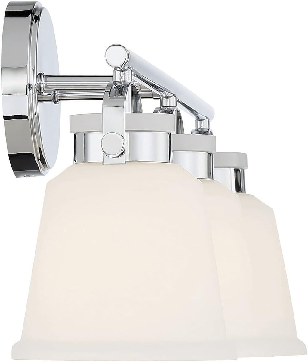 Savoy House 8-1627-3-11 Kaden Industrial Traditional White Opal Glass Bathroom Vanity Wall Light, 3-Light 180 Total Watts, 11' H x 26' W, Polished Chrome
