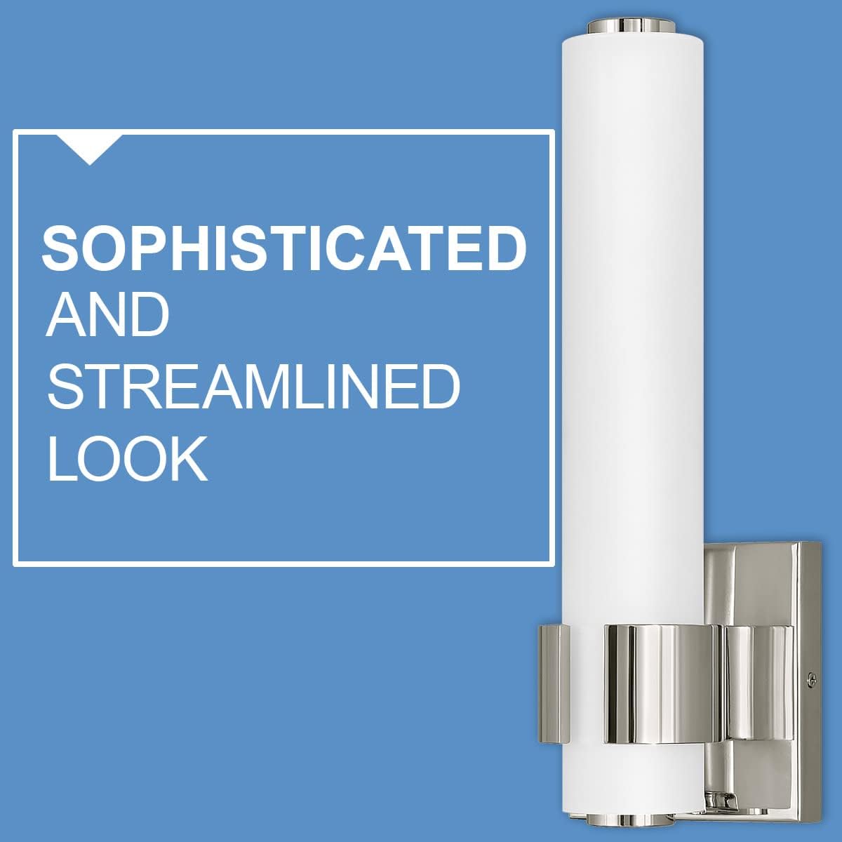 Hinkley Aiden 22.75' Integrated LED Bath Vanity Bar, Modern Baton Style, Etched White Glass, Mount Vertically or Horizontally, Polished Nickel Finish
