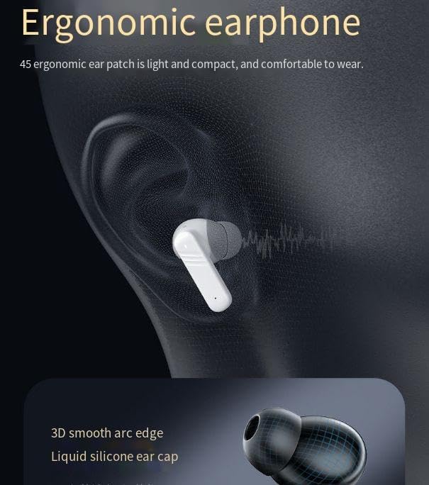 Bluetooth 5.4 Headphones Wireless Earbuds with LCD Full-Color Touch Screen 36Hrs Playback Ear Buds with ANC+ENC Noise Canceling Mic Over-Ear Stereo Bass Earphones for Sports/Workout/Running,Black