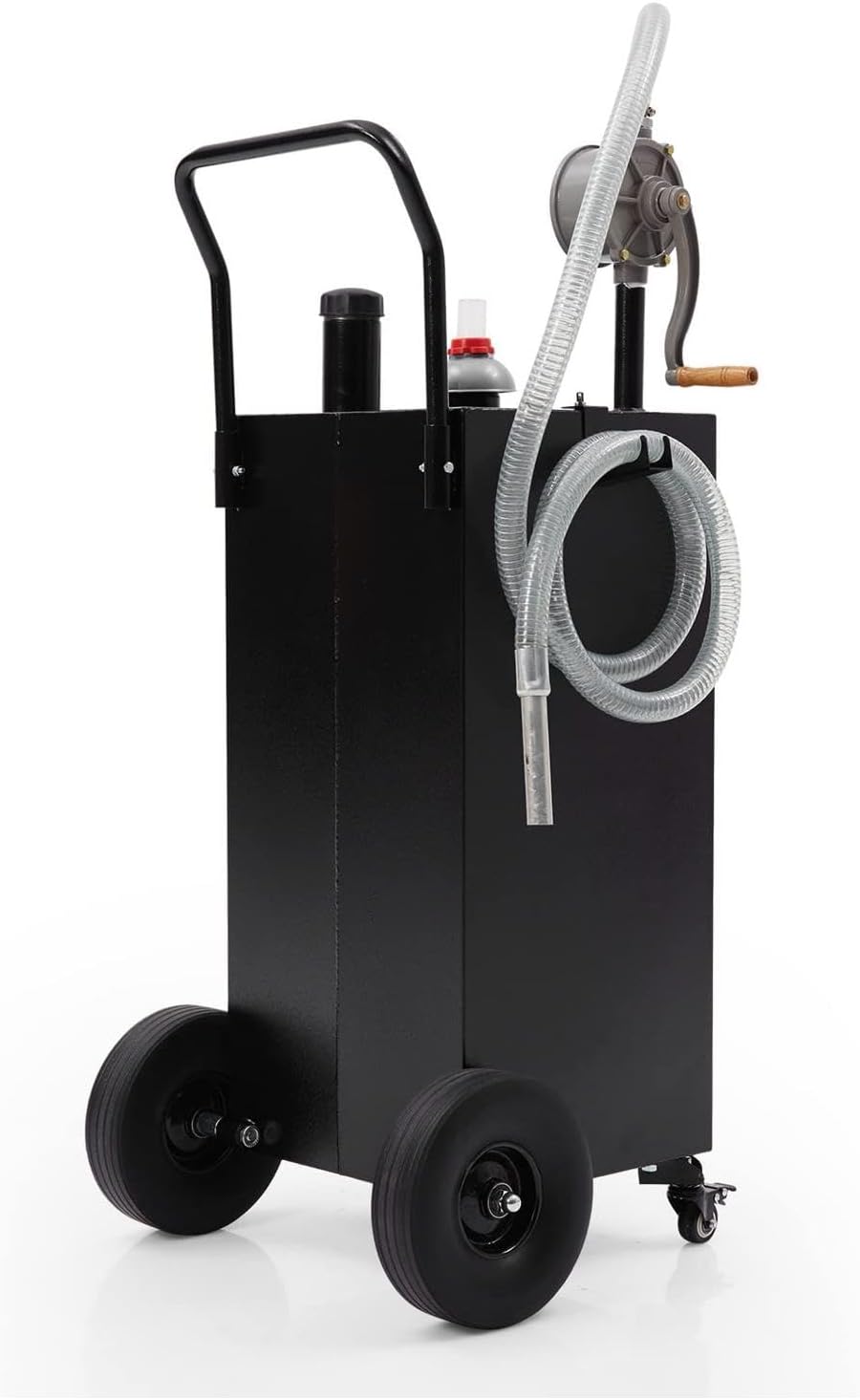 Fuel Caddy 40 Gallon, Portable Gas Caddy with Manual Transfer Pump, Diesel Fuel Container with 4 Wheels, Gas Transfer Tank for Cars, Lawn Mowers, ATVs, Boats, Black
