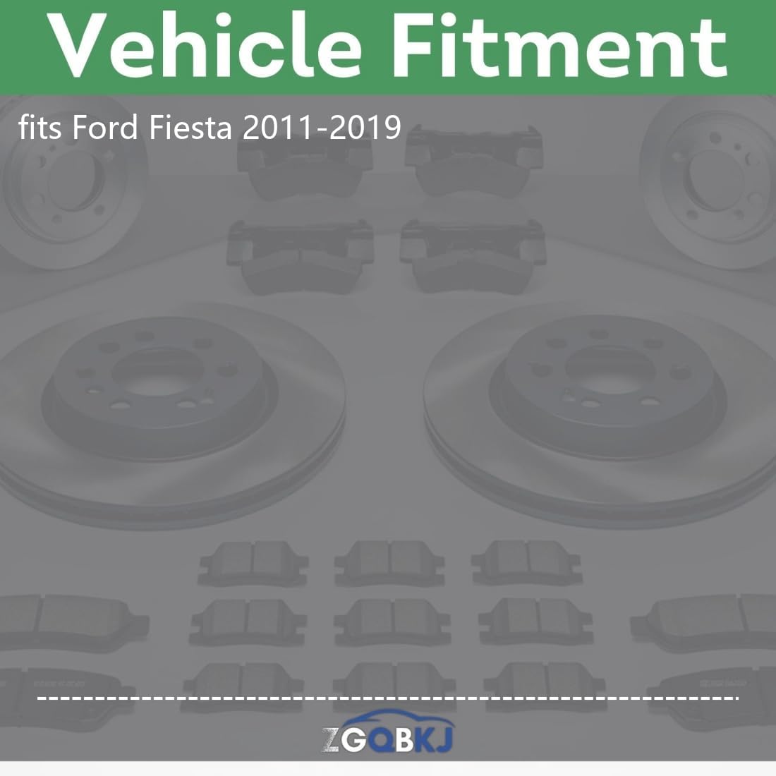6X Front Semi-metallic Brakes Pad and Brake Rotor Replacement fits Ford Fiesta 1.6L 2011 2012 2013 2014 2015 2016 2017 2018 2019, fits Ford Fiesta 1.0L 2014 2015 2016 2017