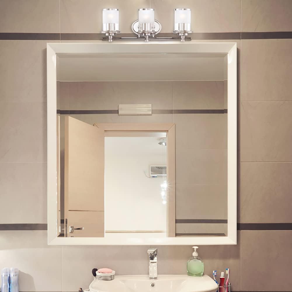 DESIGNERS FOUNTAIN 3-Light Essence Bathroom Vanity Lights Fixture, 23.25 Inch Wall Mount Sconce for Bedroom or Over Mirror, Satin Platinum, 6693-SP