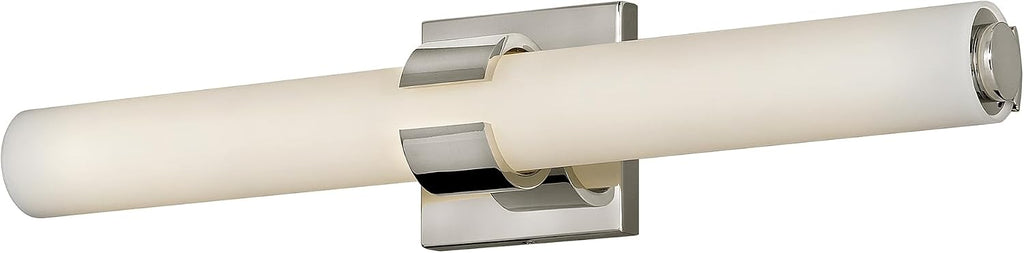 Hinkley Aiden 22.75' Integrated LED Bath Vanity Bar, Modern Baton Style, Etched White Glass, Mount Vertically or Horizontally, Polished Nickel Finish