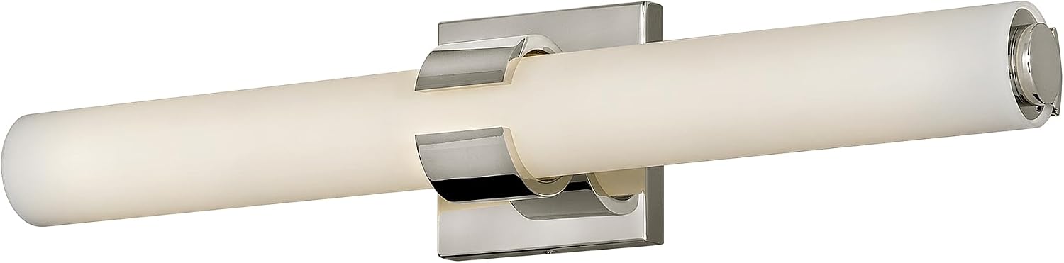Hinkley Aiden 22.75' Integrated LED Bath Vanity Bar, Modern Baton Style, Etched White Glass, Mount Vertically or Horizontally, Polished Nickel Finish