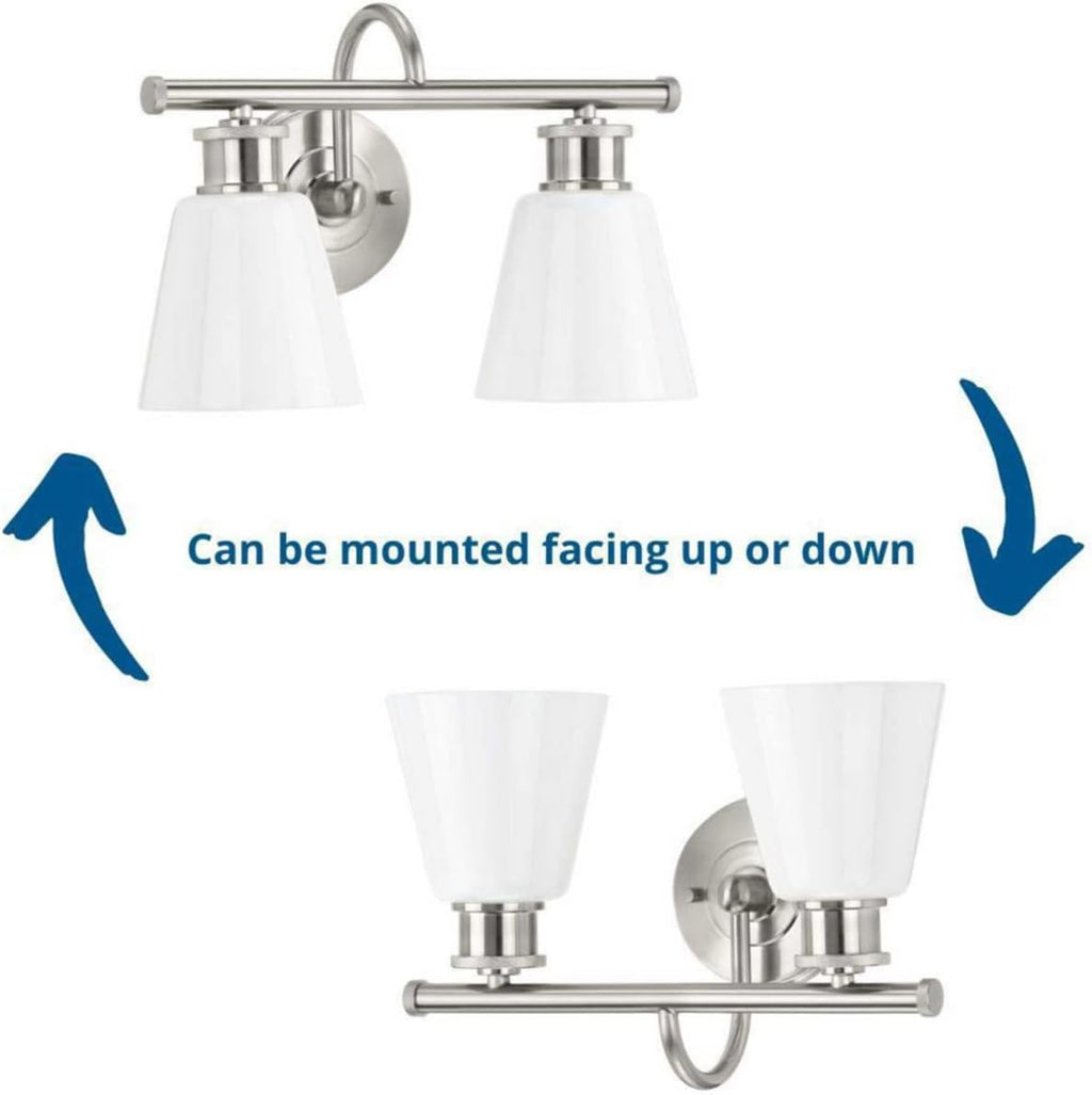 Progress Lighting P300315-009 Transitional Two Light Bath Bracket from Ashford Collection in Pewter, Nickel, Silver Finish,