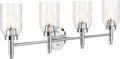 Kichler Madden 4-Light Bathroom Vanity Light Fixture with Clear Glass in Chrome, Modern Wall Mount Lighting for Single or Double Vanity Over Mirror (10.5' x 34'), 55186CH