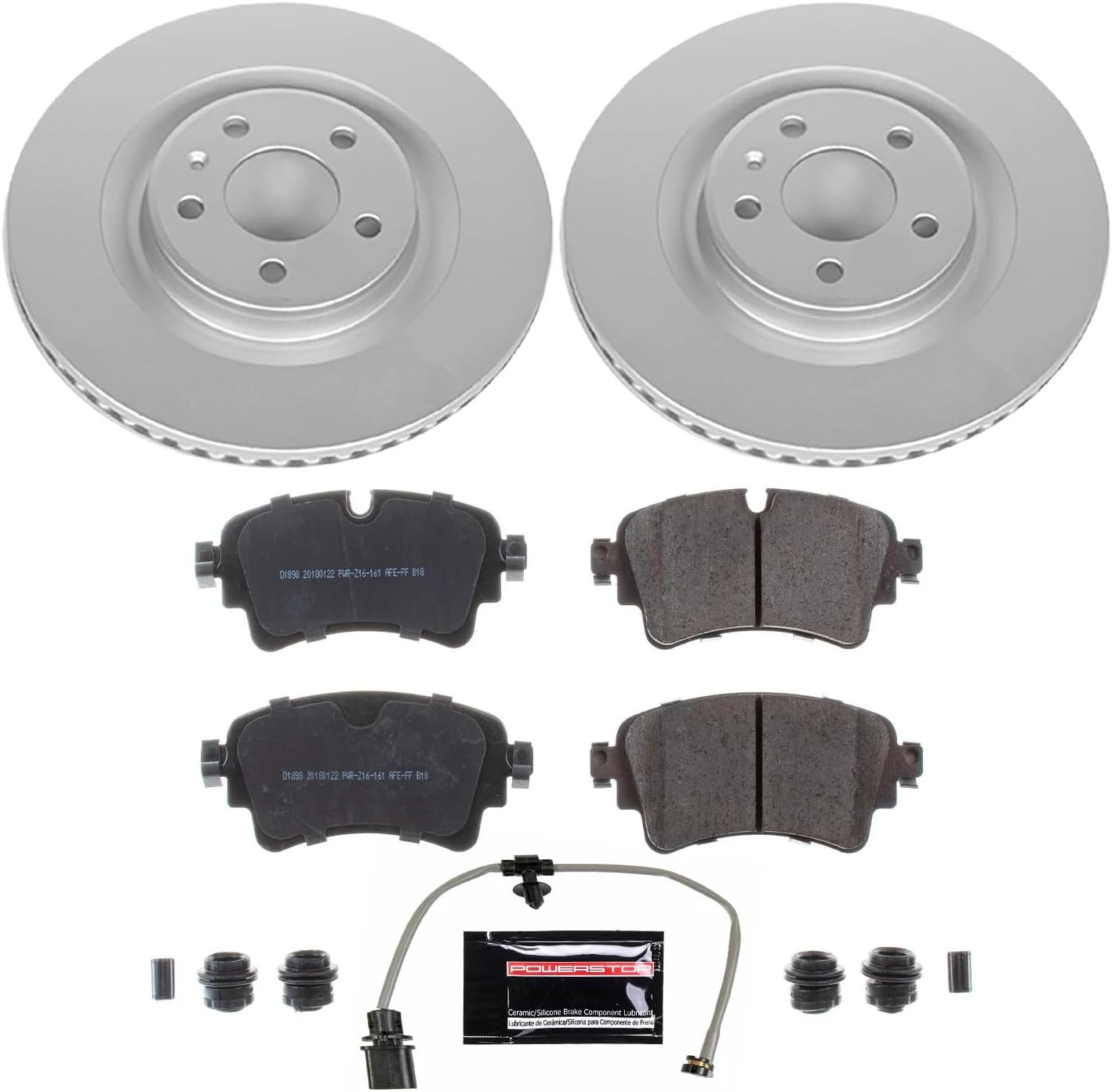PowerStop Rear Brake Kit for Audi A6 allroad 2020 |A6 Quattro 2019-20 |A7 Sportback 2019-20 |Q5 2018-20 - Fully-Coated Disc Rotors with Z23 Carbon-Fiber Ceramic Brake Pads Upgrade, CRK8043