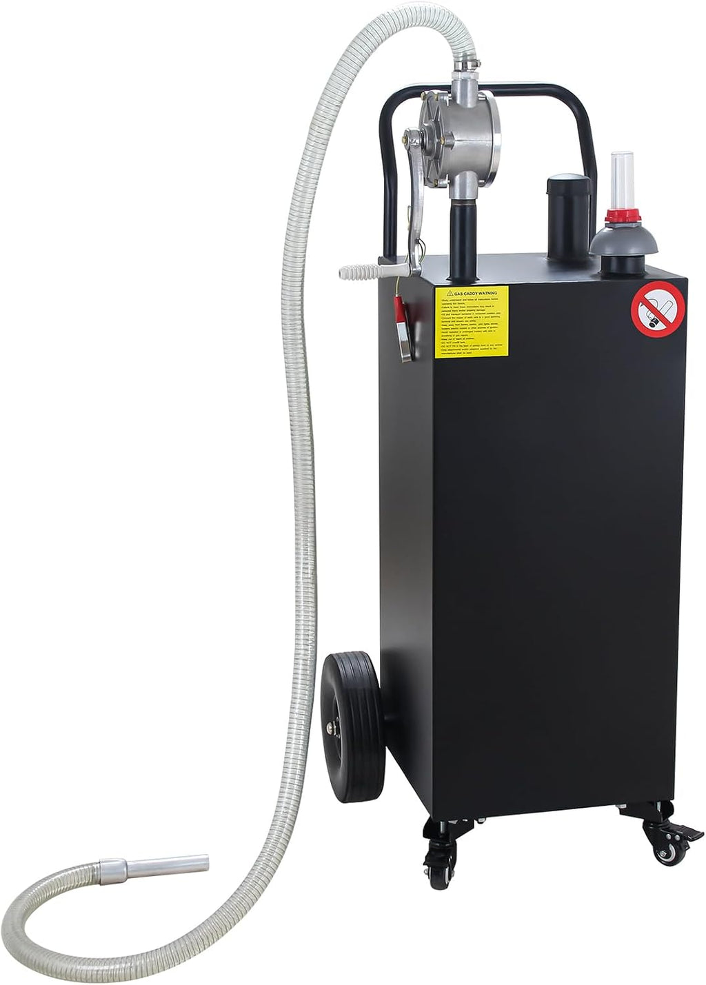30 Gallon Gas Caddy with Pump, Portable Gas Tank on 4 Wheels, Manual Transfer Pump for Gasoline & Diesel, Large Fuel Storage Tank for Cars, Lawn Mowers, ATVs, Boats