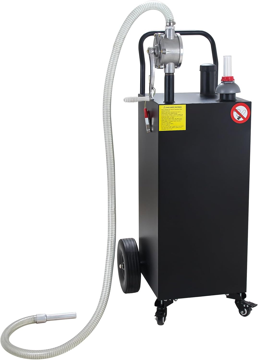 30 Gallon Gas Caddy with Pump, Portable Gas Tank on 4 Wheels, Manual Transfer Pump for Gasoline & Diesel, Large Fuel Storage Tank for Cars, Lawn Mowers, ATVs, Boats