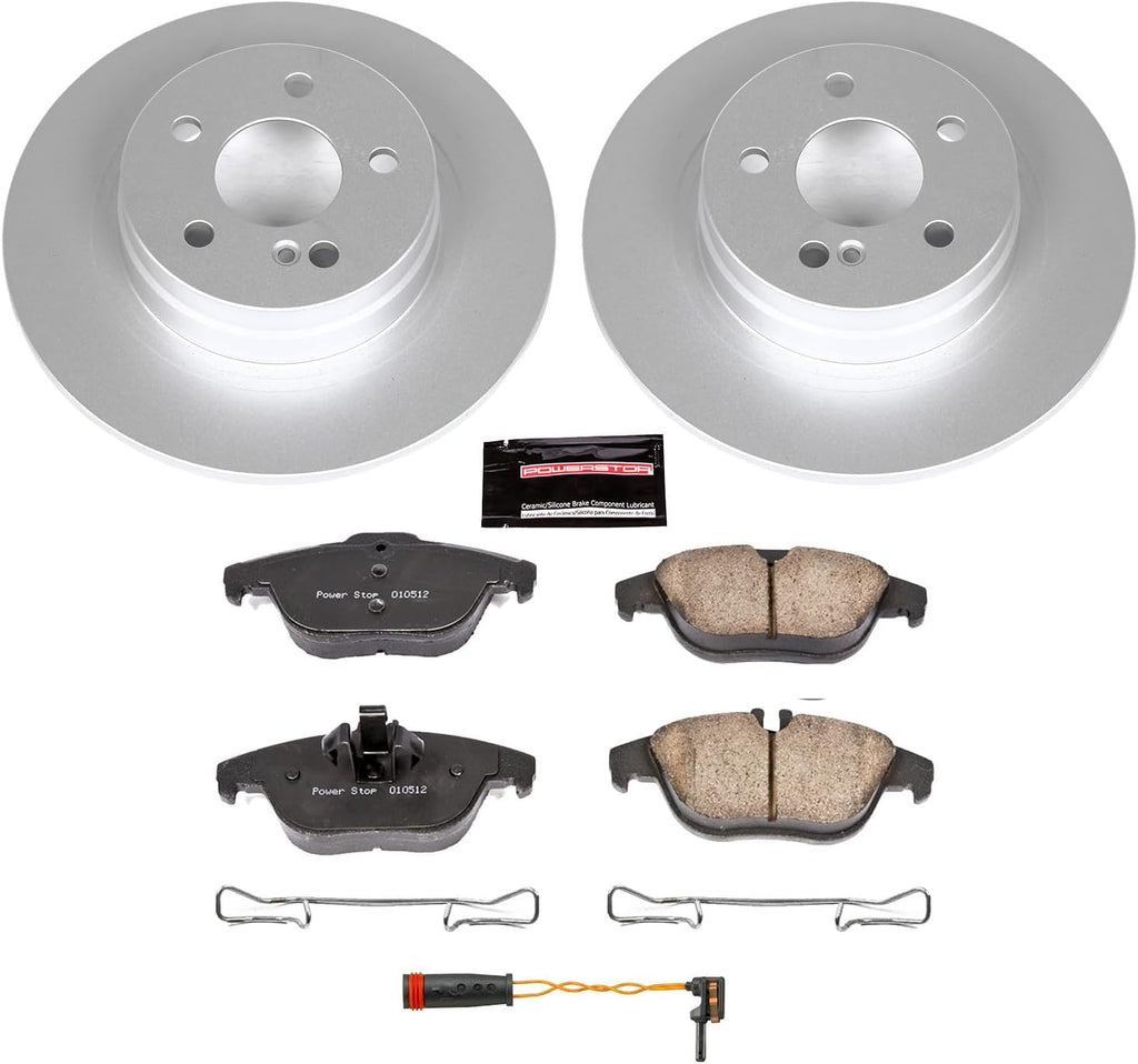 PowerStop Rear Brake Kit for Mercedes-Benz C250 2012-15 | Mercedes-Benz C300 2008-12 - Fully-Coated Disc Rotors with Z23 Carbon-Fiber Ceramic Brake Pads Upgrade, CRK5625