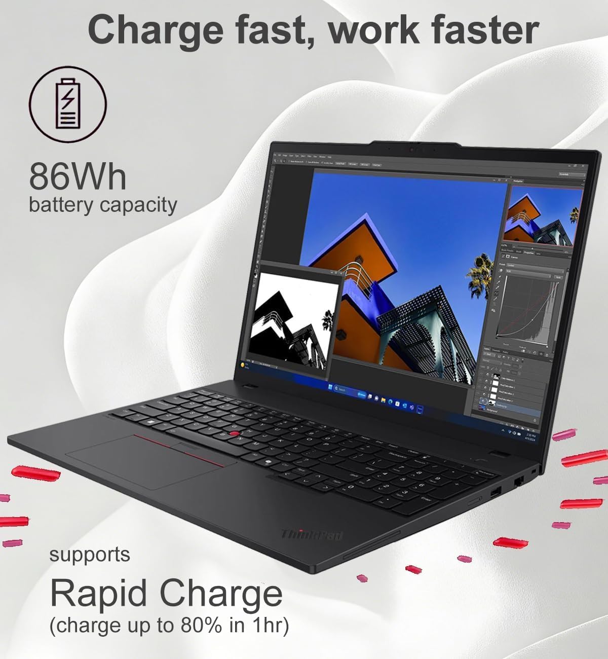 Lenovo ThinkPad T16 G4 Business AI Laptop, 16' FHD+, Intel 12-Core Ultra 7 255U (> i7-1355U), Thunderbolt 4, 5MP Webcam, IST Computer Customized 16GB/32GB/64GB DDR5 RAM, 512GB/1TB/2TB SSD, Win 11 Pro