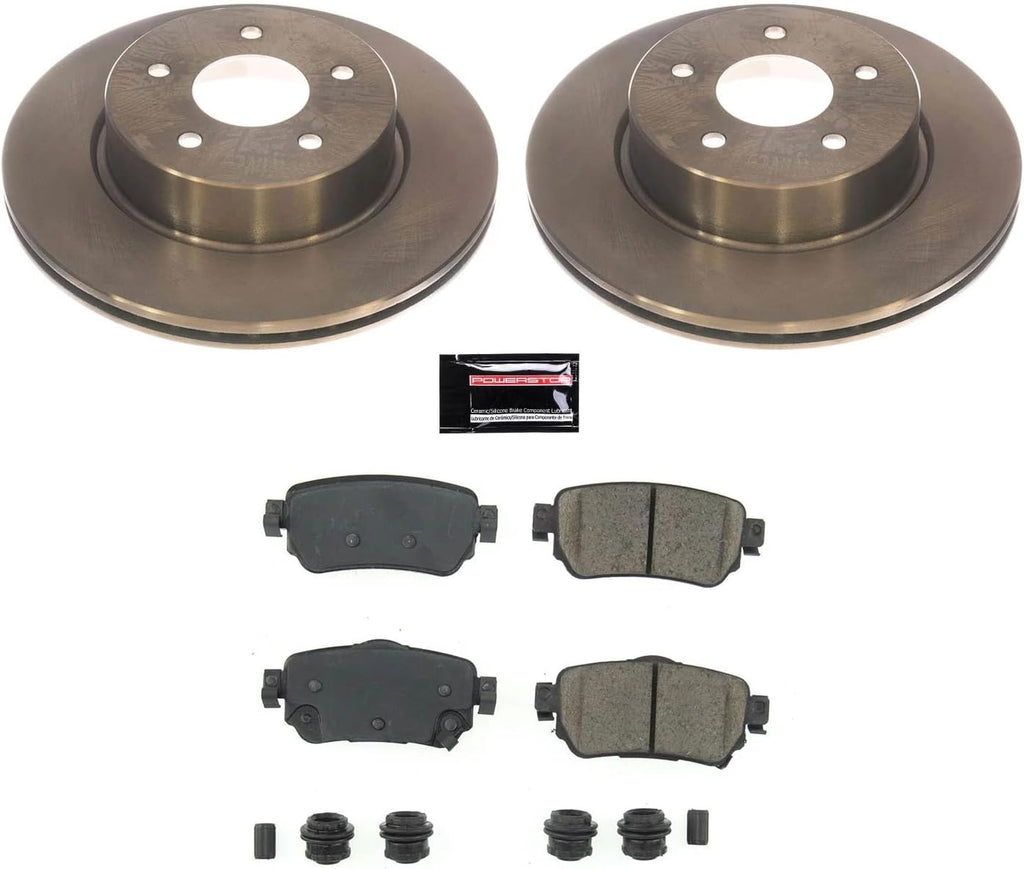 PowerStop Rear Brake Kit for Nissan LEAF 2018-25 |Rogue 2018-20 |Rogue Sport 2019-21 - Z17 Ceramic Brake Pads & Disc Rotors Replacement, KOE8313