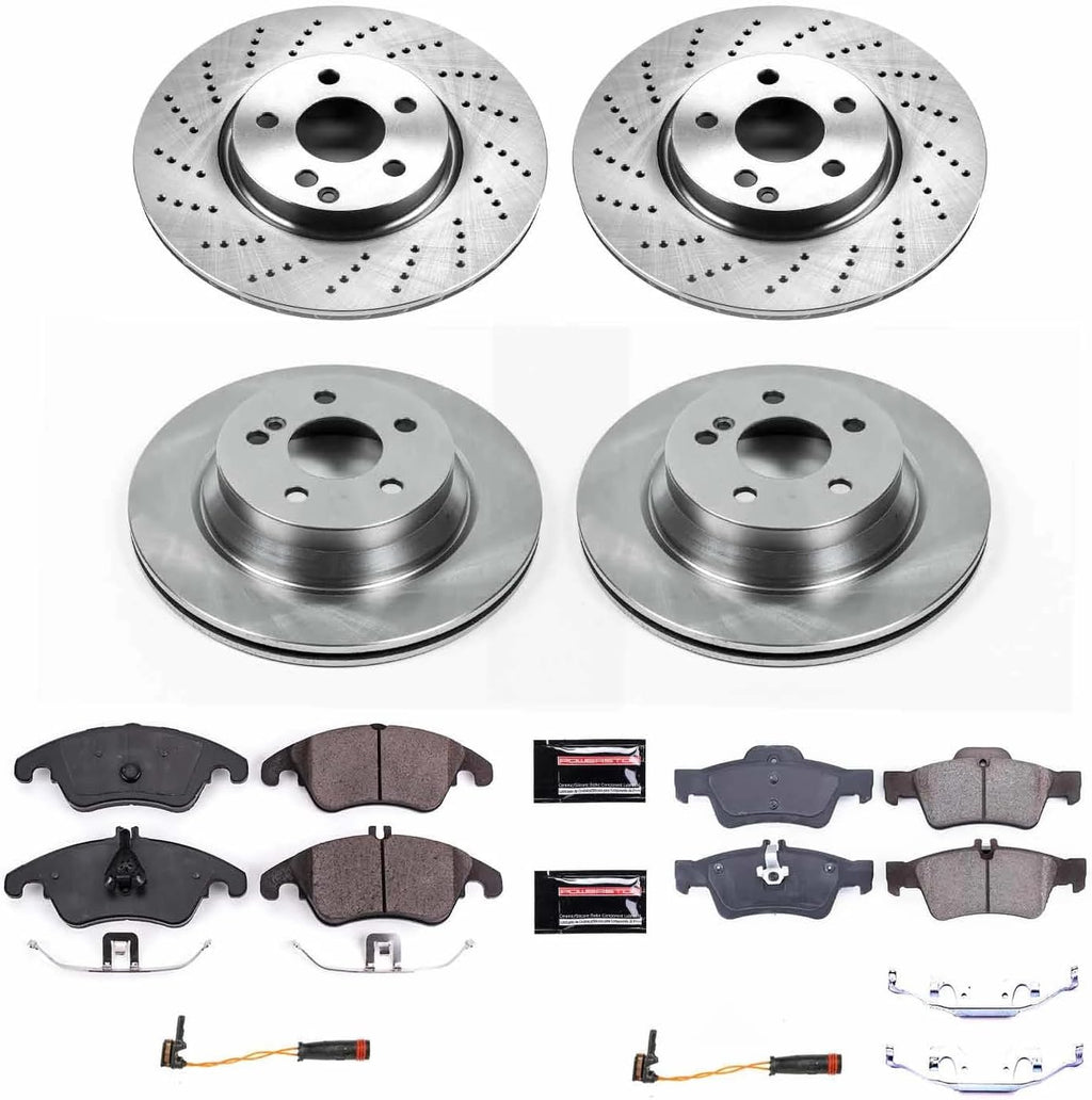 PowerStop Front and Rear Brake Kit for Mercedes-Benz E350 2010-16 | Mercedes-Benz E400 2013-16 - Z17 Ceramic Brake Pads & Disc Rotors Replacement, KOE7830