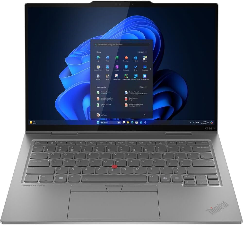 Lenovo ThinkPad X1 2-in-1 Gen 10 Aura Edition, Intel Ultra 7 258V, 14' OLED 2.8K (2880x1800) 500 nits, AR, Touchscreen, 32GB DDR5, 2TB SSD, Yoga Pen, 8MP IR Camera, Wi-Fi 7, Win 11 Pro - Grey