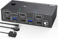 4K@144Hz KVM Switch 2 Monitors 2 Computers 8K@60Hz,HDMI +Displayport Dual Monitor with 4 USB 3.0 Port for Keyboard Mouse Printer(AU Power Adapter)