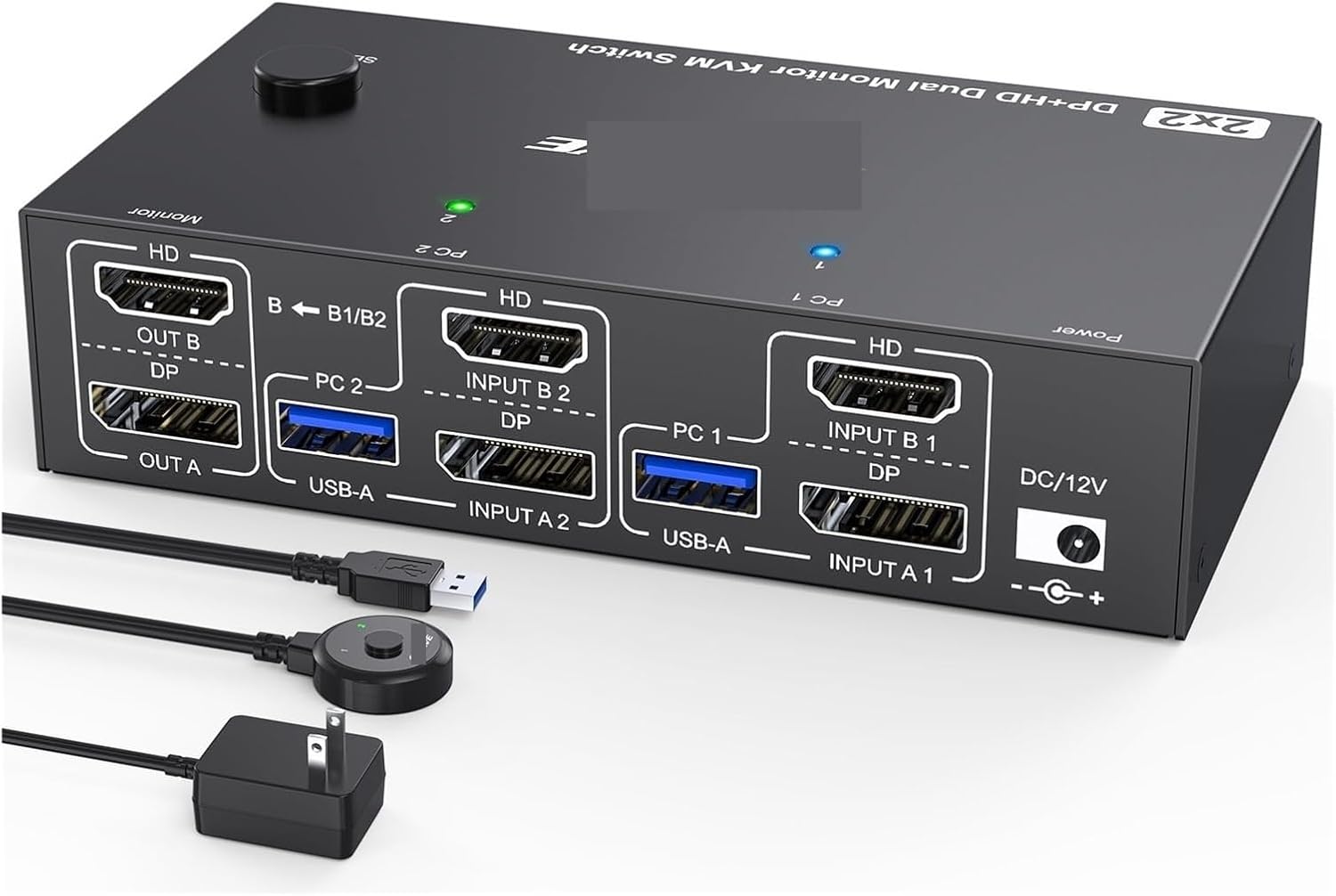 4K@144Hz KVM Switch 2 Monitors 2 Computers 8K@60Hz,HDMI +Displayport Dual Monitor with 4 USB 3.0 Port for Keyboard Mouse Printer(AU Power Adapter)