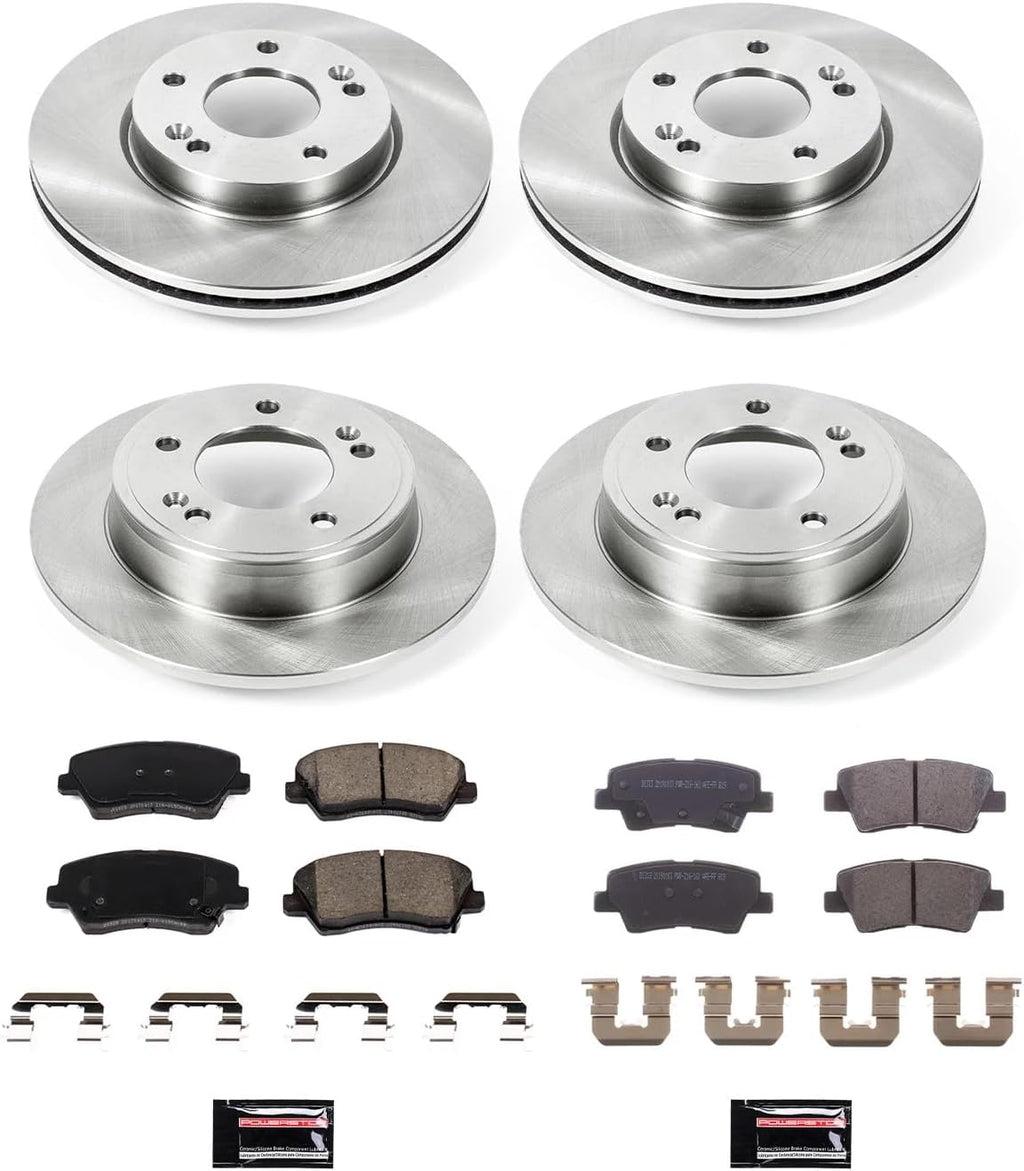 PowerStop Front and Rear Brake Kit for Hyundai Veloster 2016 - Z17 Ceramic Brake Pads & Disc Rotors Replacement, KOE8889