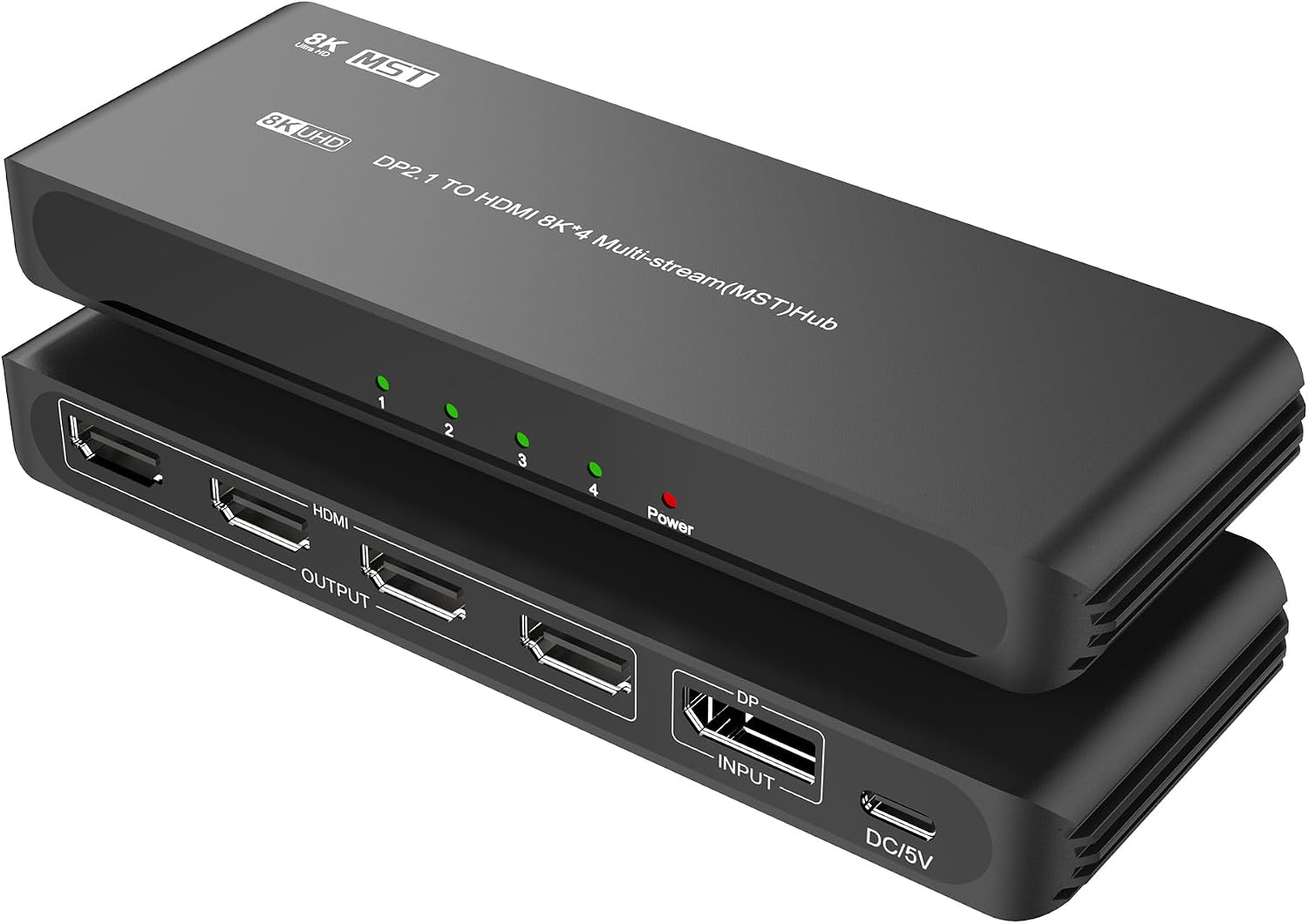 DisplayPort to HDMI Splitter for 4 Monitors, 8K@60Hz HDMI Splitter Extended Display 1 DP in 4 HDMI Out DisplayPort MST Hub for Multiple Monitor, Compatible with Computer, Graphic Card, PC