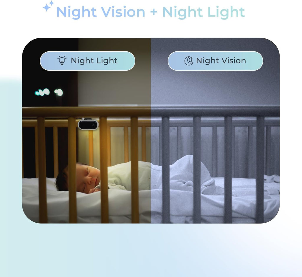 Tiny Traveler Add-On Ai Baby Car Camera – 1080P HD, Night Vision, 1000Ft Long Range, Night Light, Lullabies, Easy Install for Twins, 2 Kids, or Pets (Monitor Not Included)
