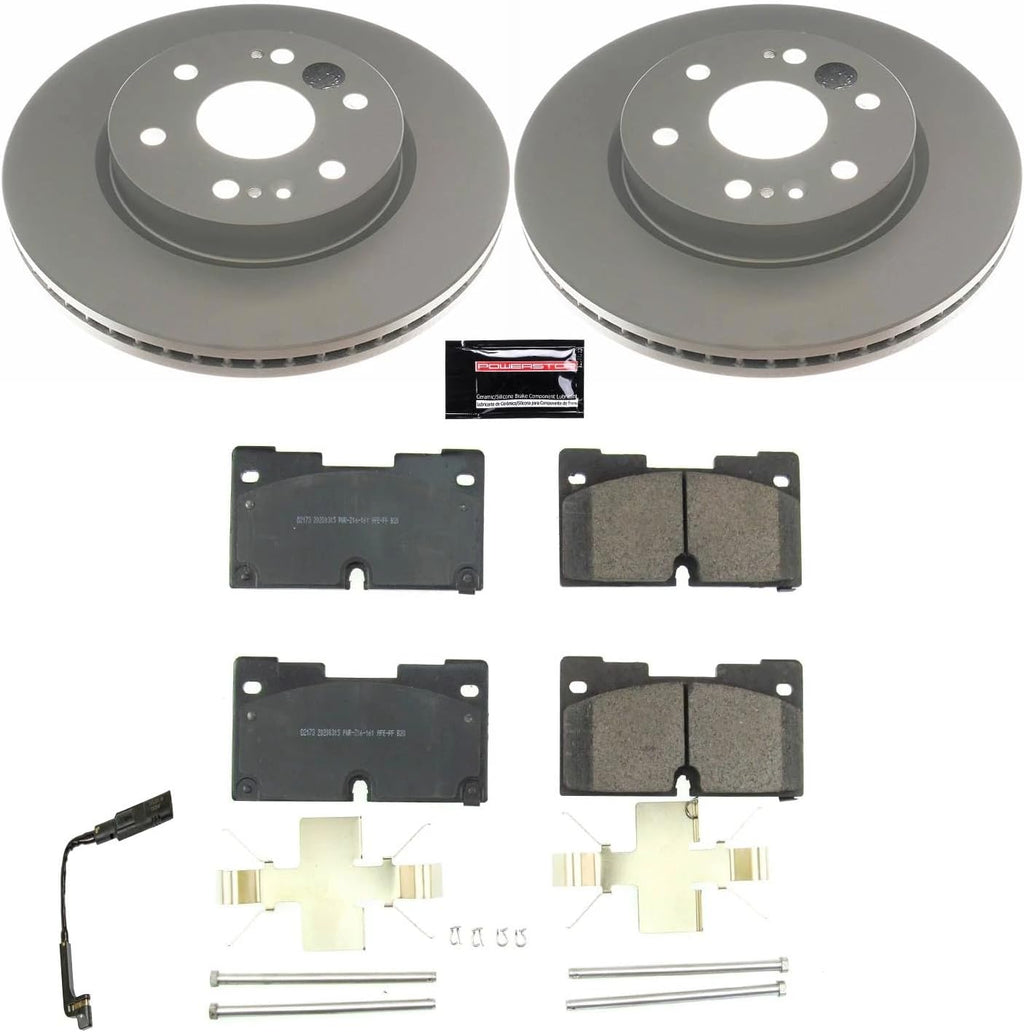 PowerStop Front Brake Kit for Cadillac Escalade 2021-24 |Escalade ESV 2021-24 |Chevrolet Silverado 1500 2019-24 - Fully-Coated Disc Rotors with Z17 Ceramic Brake Pads Replacement, CRK8172
