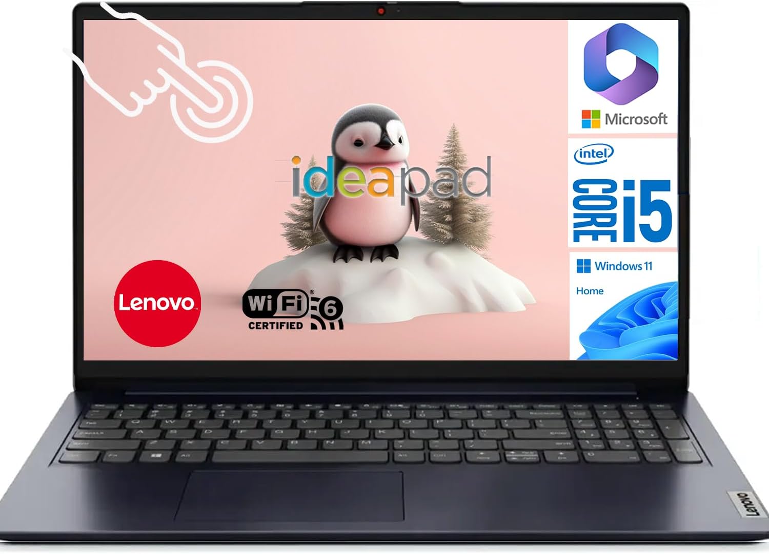 Lenovo IdeaPad 1i 15.6 Inch FHD Touchscreen Laptop | Intel 10-Core i5 1335U | 16GB RAM, 1TB SSD | WiFi 6 | 10HR Battery, Rapid Charge | Iris Xe Graphics | Windows 11, AI Copilot | Abyss Blue