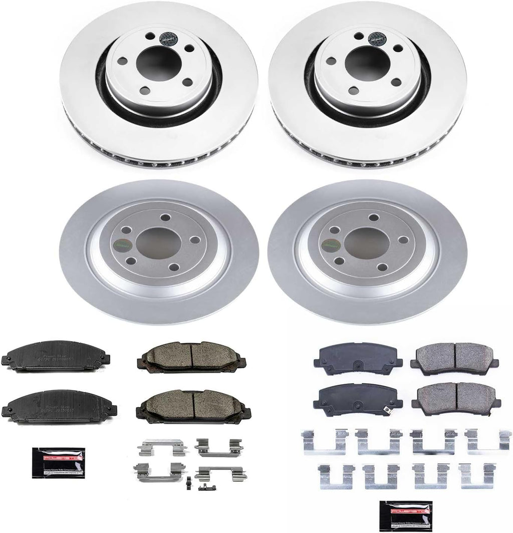 PowerStop Front and Rear Brake Kit for Ford Mustang 2015-20 - Fully-Coated Disc Rotors with Z17 Ceramic Brake Pads Replacement, CRK6808