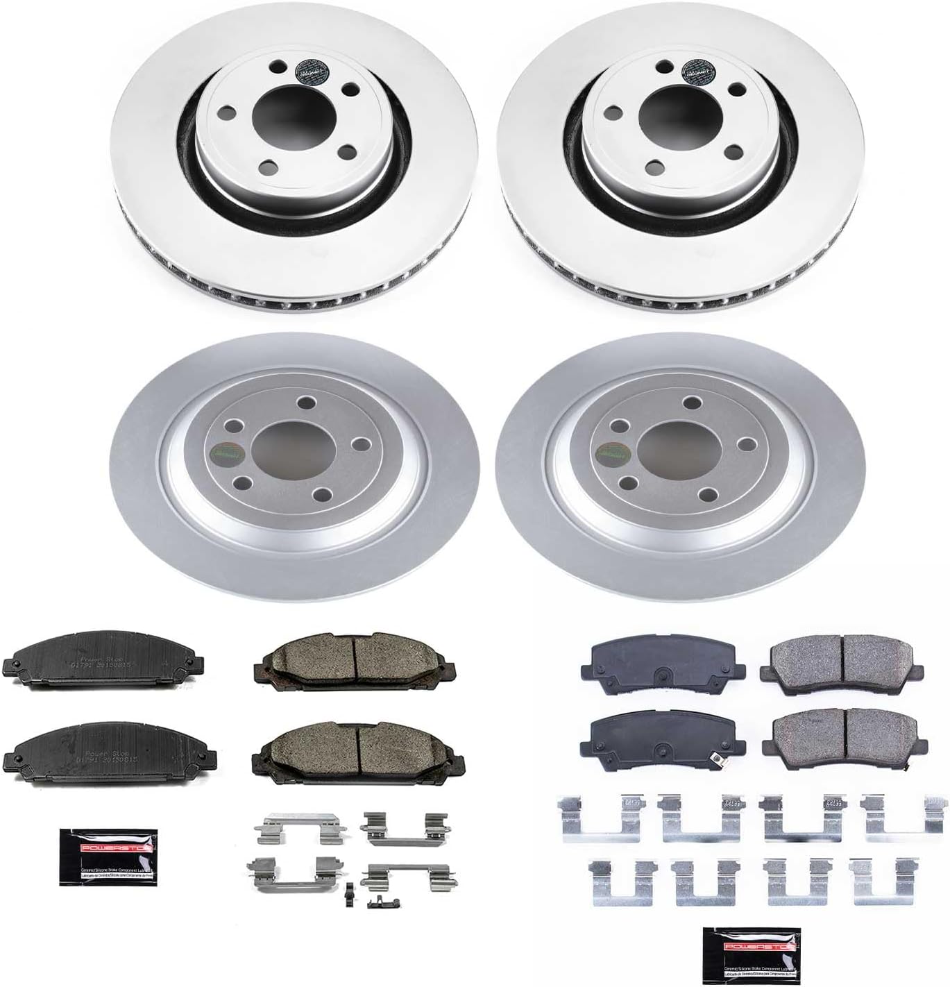 PowerStop Front and Rear Brake Kit for Ford Mustang 2015-20 - Fully-Coated Disc Rotors with Z17 Ceramic Brake Pads Replacement, CRK6808