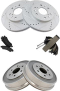 Drilled Slotted Semi-Metallic Coated Stop Power Disc Set Kit Brake Rotors and Pads for Chevy for Silverado 1500 2007-2008,for GMC for Sierra 1500 2007-2008