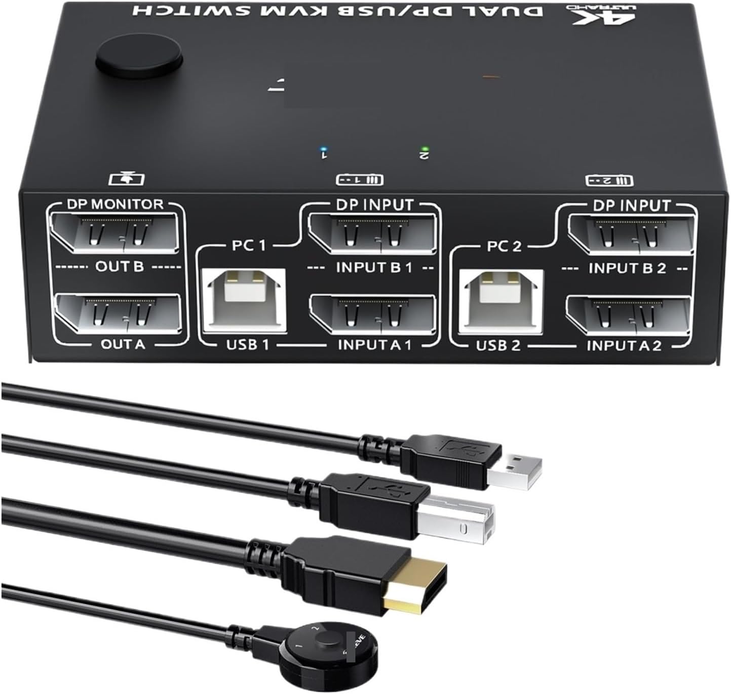 8K 4K Dual Monitor KVM Switch,Displayport 1.4 2 Monitors Computers Supper 8K@30Hz 4K@144Hz Share USB .0 Devices