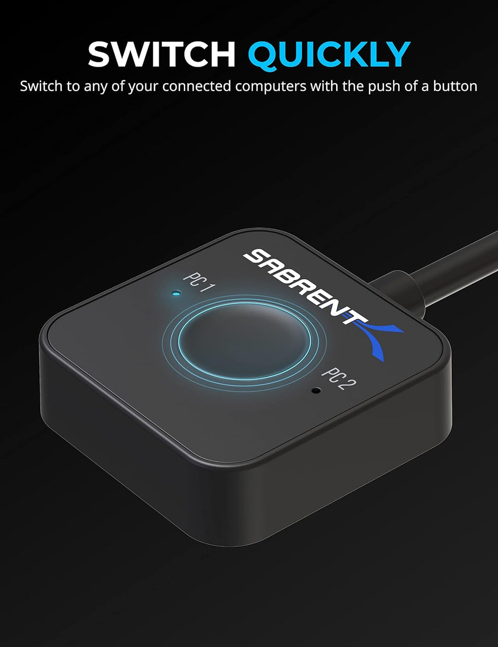 SABRENT KVM Switch, USB-C, 1 PC to 2-Displays with 60 Watt Power Delivery (USB-CKDH)