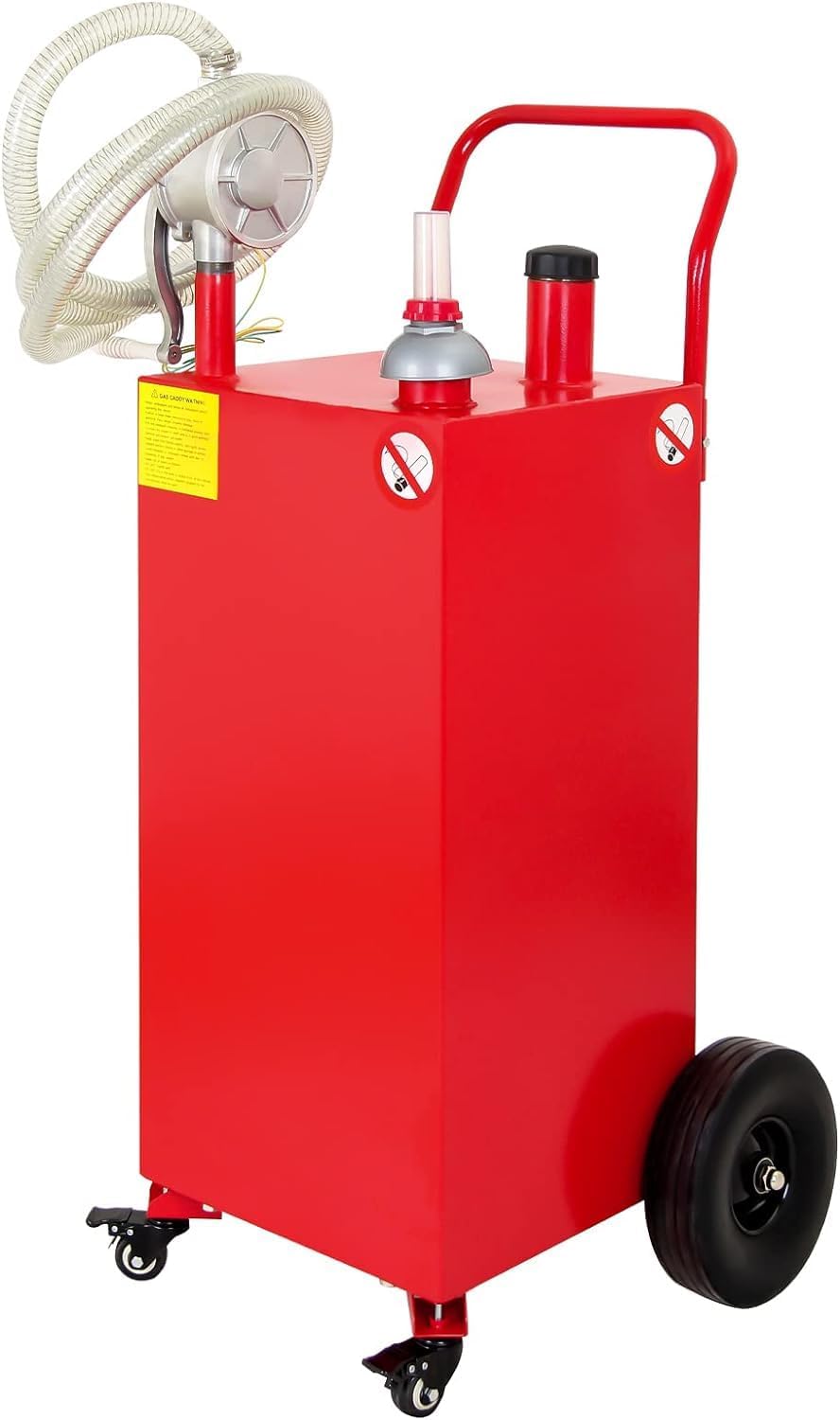 Gas Caddy Fuel Tank Gasoline container Diesel portable gas tank w/pump Rolling & Solid Rubber Wheels for Weeder,Snow blower,Pickup truck,ATV,Water Scooter,Yacht,UTV,Motorcycle (35 Gallon Red)