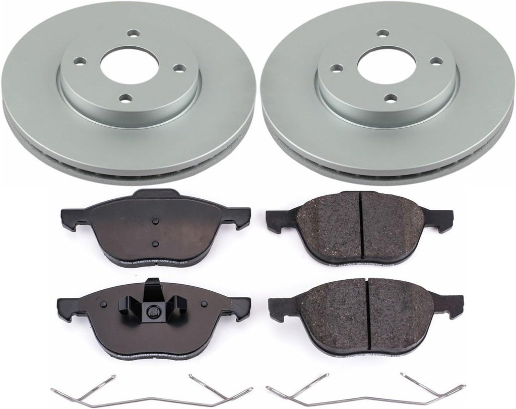 PowerStop Front Brake Kit for Ford Focus 2005-07 - Fully-Coated Disc Rotors with Z17 Ceramic Brake Pads Replacement, CRK1377