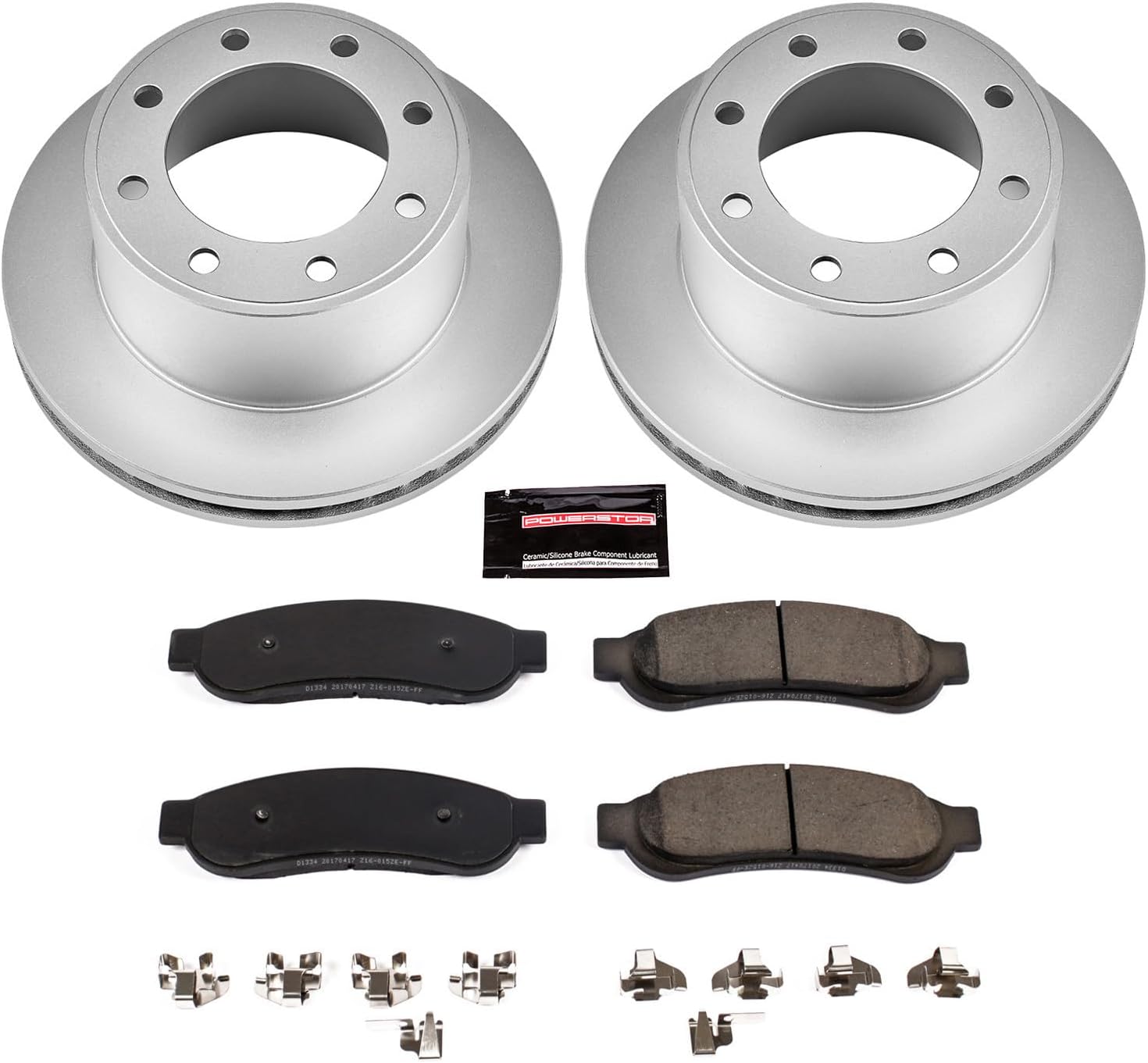 PowerStop Rear Brake Kit for Ford F-250 Super Duty 2010-12 | Ford F-350 Super Duty 2010-12 - Fully-Coated Disc Rotors with Z17 Ceramic Brake Pads Replacement, CRK5578