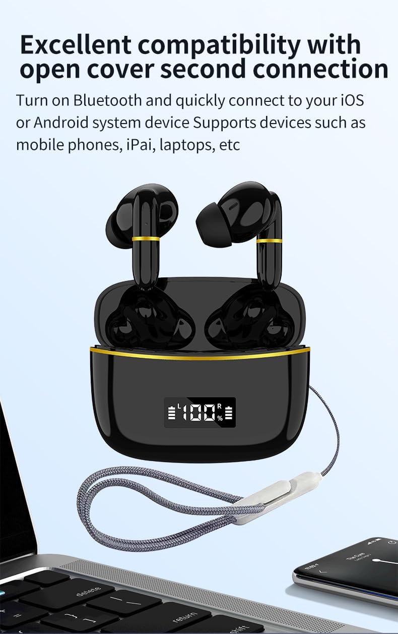 Wireless Earbud Buds - True Wireless Noise Cancelling Earbuds - Compatible with Apple & Android, Built-in Microphone, IPX5 Rating, Sweat Resistant Earphones, Headphones Bluetooth 5.3 - Pink