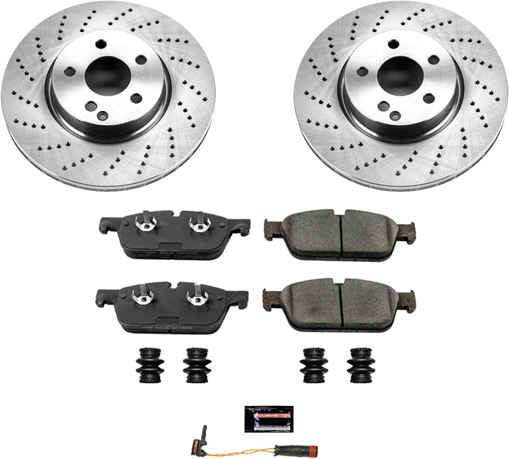 PowerStop Front Brake Kit for Mercedes-Benz C300 2014 |C350 2008-13 |E250 2014-16 |E350 2010-16 |E400 2013-17 - Z17 Ceramic Brake Pads & Disc Rotors Replacement, KOE7496