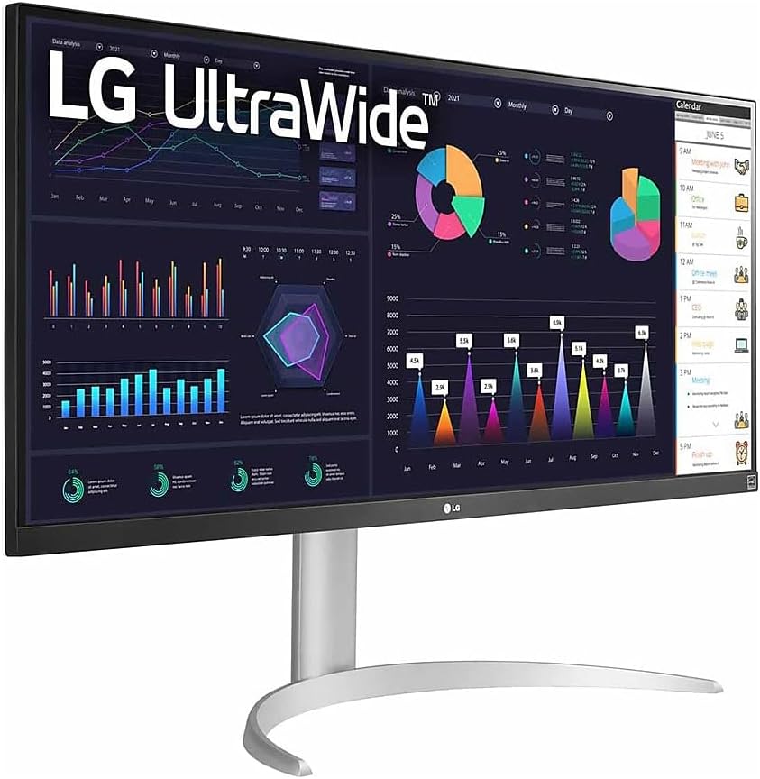 LG 34IN Monitor, Curved, 2560X1080, 21:9 IPS, HDMI 1.4, DP 1.4, USB-Type-C