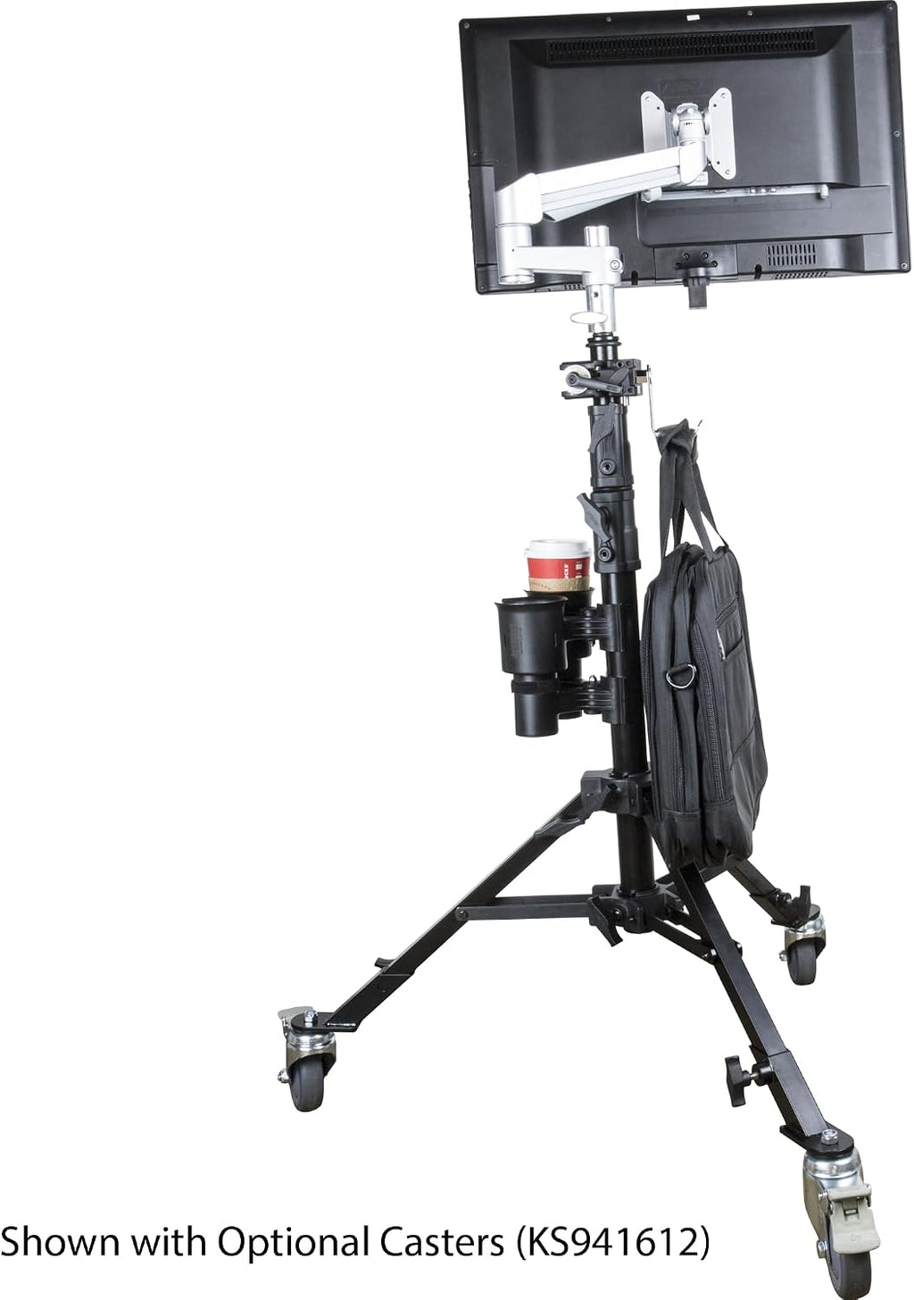 Kupo Monitor Stand II, Heavy Duty Steel Support with Baby Pin, Leveling Leg Design, Supports 70lbs, Studio and Location Monitor Mounting - Black (KS141711)