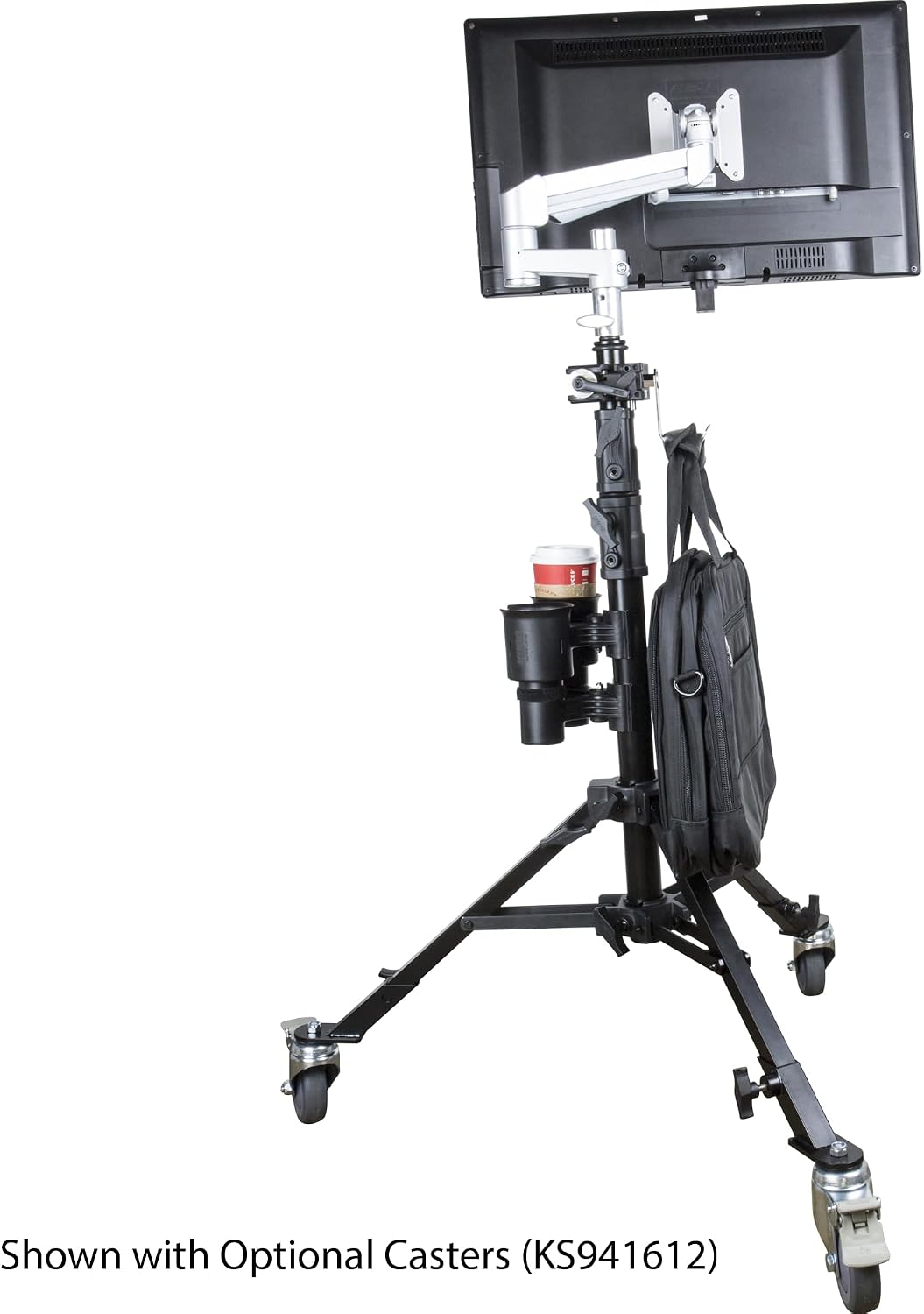 Kupo Monitor Stand II, Heavy Duty Steel Support with Baby Pin, Leveling Leg Design, Supports 70lbs, Studio and Location Monitor Mounting - Black (KS141711)