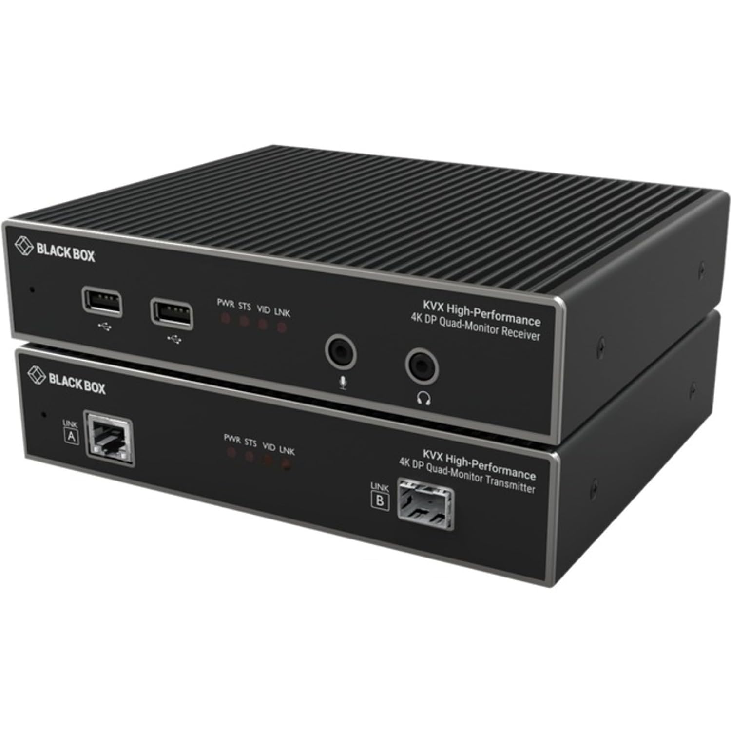 Black Box Network Services KVXHP-400 Mst Kvm Extender Over Catx/fiber - Quad-monitor 4k Displayport Usb 2.0 Hub Se
