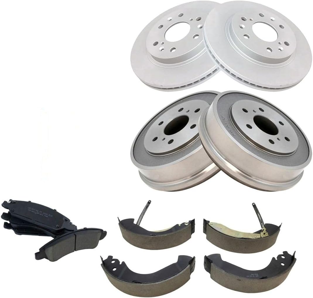 Ceramic Brake Pad Shoe Coated Rotor & Drum Kit with Hardware w/Chemicals 6 Lug 12.99 in. for Chevy for Silverado 1500 2007-2008,for GMC for Sierra 1500 2007-2008 PDR0800 HW7338-BX