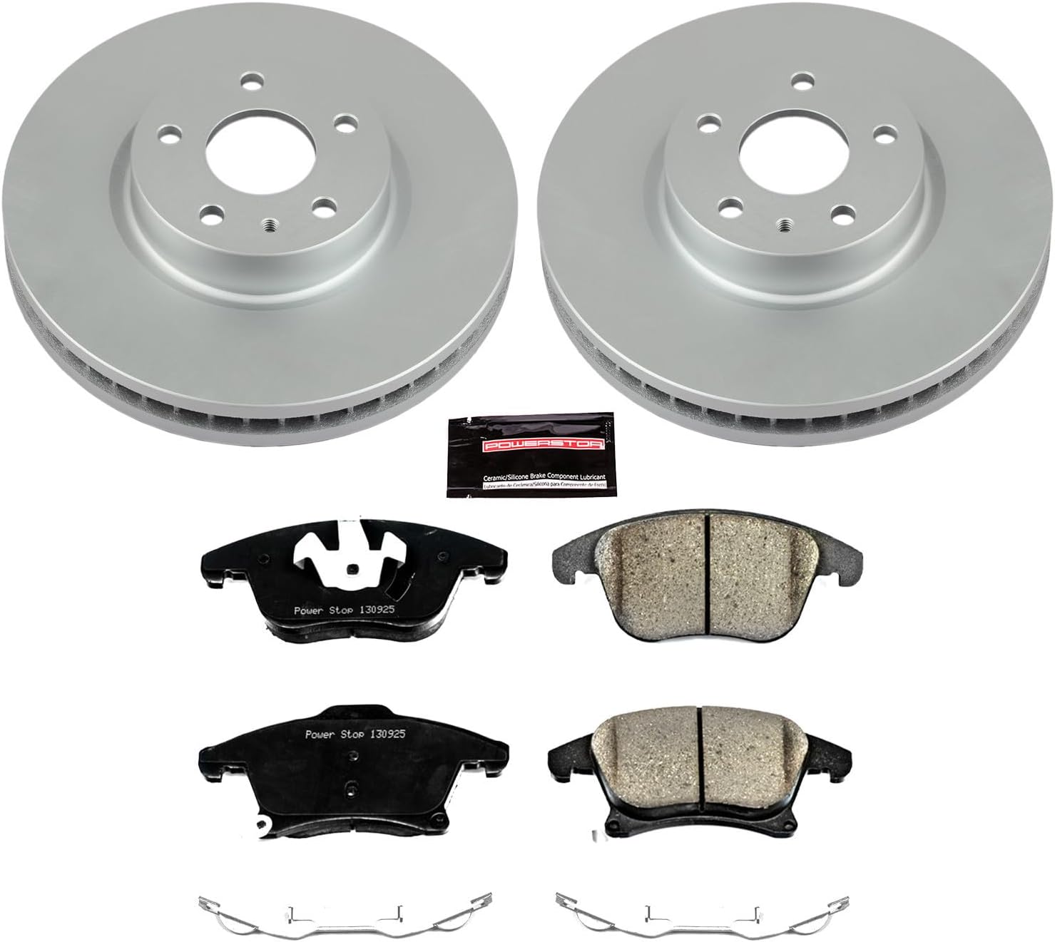 PowerStop Front Brake Kit for Ford Fusion 2013-20 | Lincoln MKZ 2013-16 - Fully-Coated Disc Rotors with Z17 Ceramic Brake Pads Replacement, CRK6399