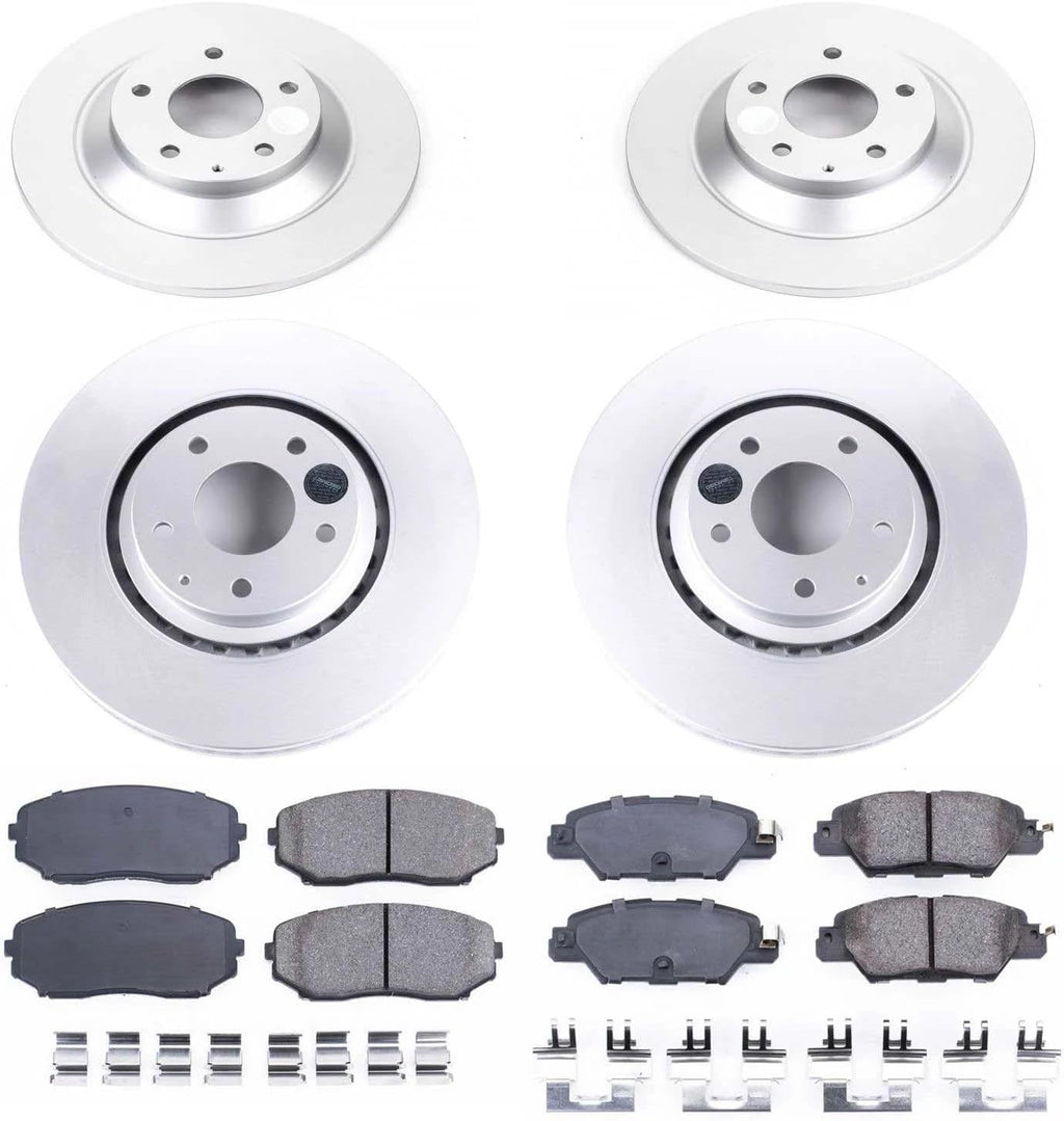 PowerStop Front and Rear Brake Kit for Mazda CX-5 2019-24 - Fully-Coated Disc Rotors with Z17 Ceramic Brake Pads Replacement, CRK8351