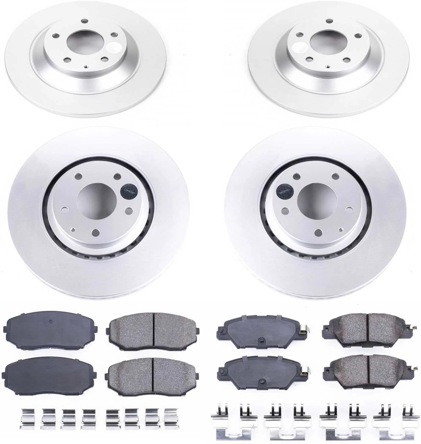 PowerStop Front and Rear Brake Kit for Mazda CX-5 2019-24 - Fully-Coated Disc Rotors with Z17 Ceramic Brake Pads Replacement, CRK8351
