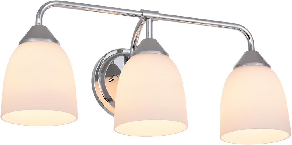 Chrome 3-Light Traditional Bathroom Vanity Light Fixtures Over Mirror, Modern Vanity Lights for Living Room, Standard E26 Base, Chrome