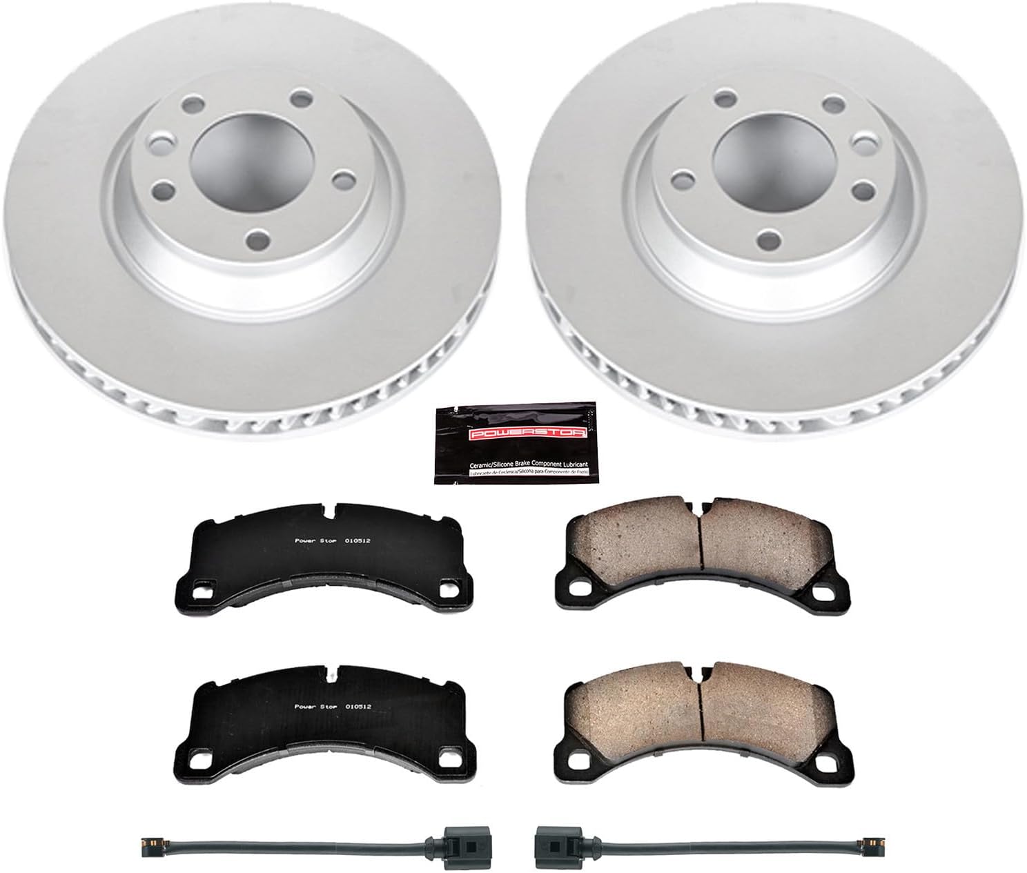 PowerStop Front Brake Kit for Porsche Cayenne 2011-13 - Fully-Coated Disc Rotors with Z23 Carbon-Fiber Ceramic Brake Pads Upgrade, CRK6049