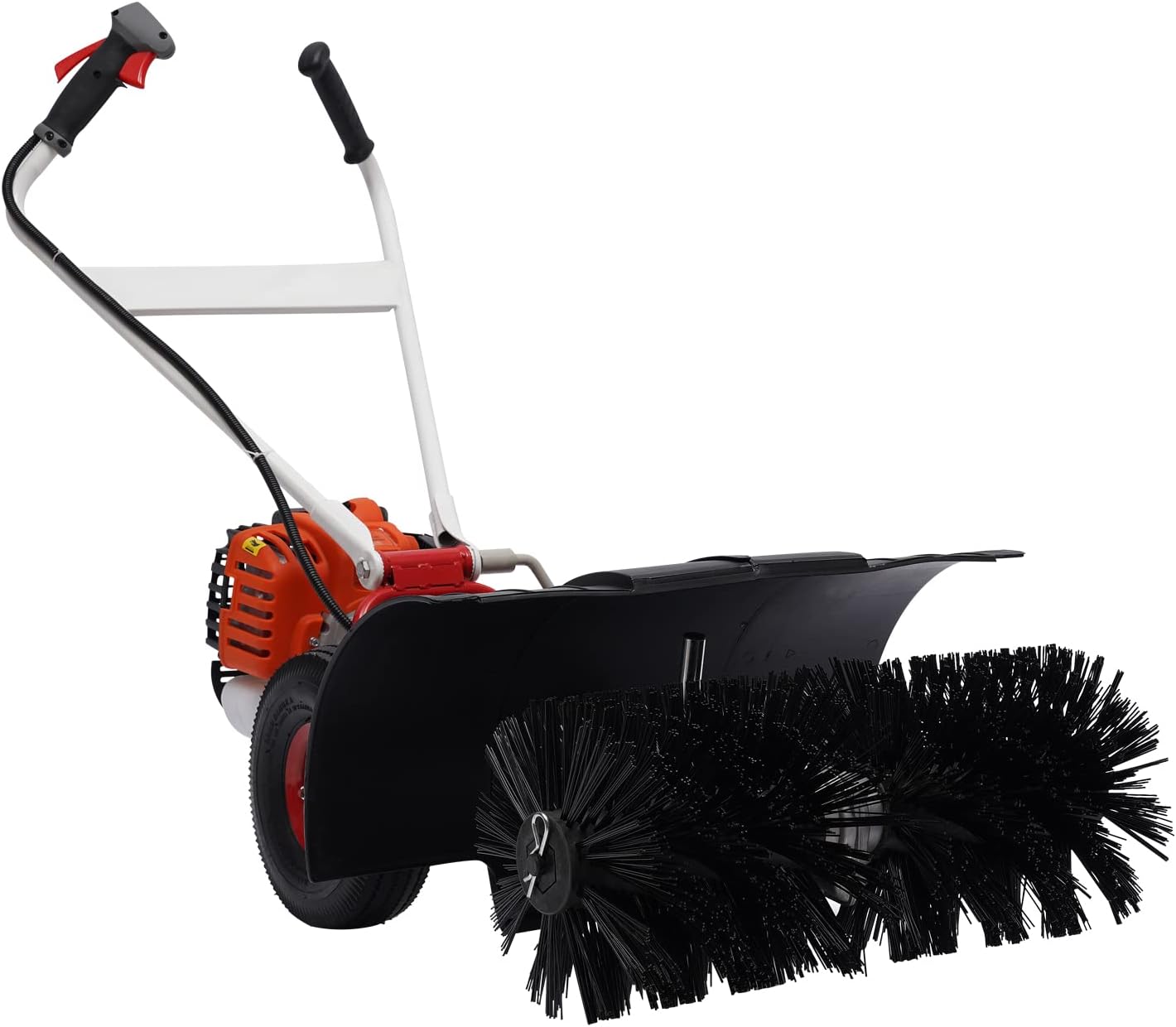 Gas Power Broom Sweeper 52CC 2.5HP Powered Brush Sweeping Broom Walk-Behind Outdoor Hand Push Sweeper for Lawn Leaf Snow Artificial Turf Grass Gravel Cleaning