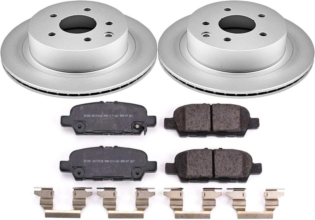 PowerStop Rear Brake Kit for Nissan LEAF 2011-25 |Rogue 2014-20 |Rogue Sport 2017-22 - Fully-Coated Disc Rotors with Z17 Ceramic Brake Pads Replacement, CRK6761