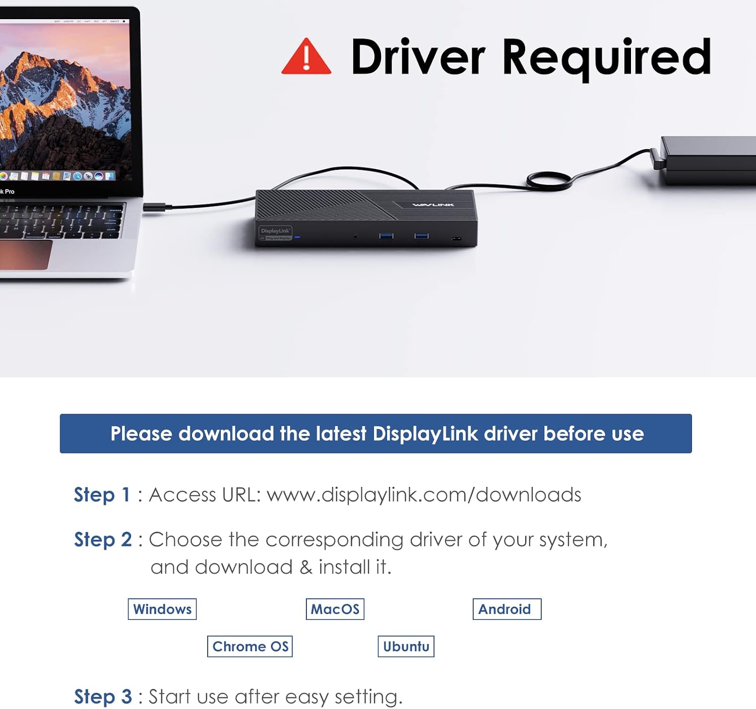 USB C Docking Station 3 Monitors with 130W Power Delivery, 12-in-1 DisplayLink Dock with Triple Monitors (2*DP, HDMI, 4*Type-A, Type-C, RJ45, Mic/Audio) for Mac Windows