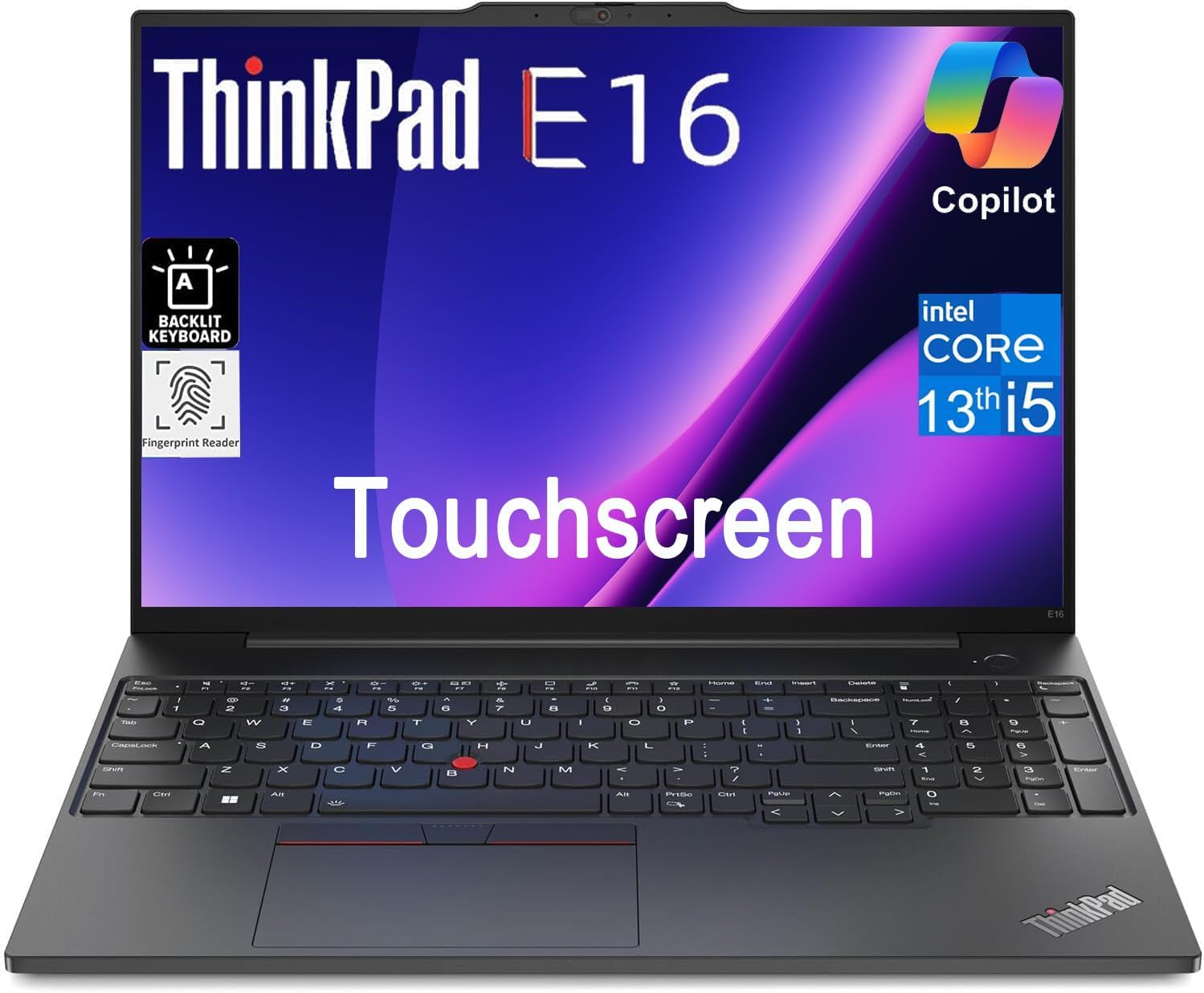 Lenovo ThinkPad E16 Business Laptop (16' FHD+ Touchscreen, Intel 13th Gen 10-Core i5-1335U, 40GB RAM, 2TB SSD), Backlit Keyboard, Fingerprint, FHD Webcam, Ethernet, Wi-Fi 6, Win 11 Pro, Black