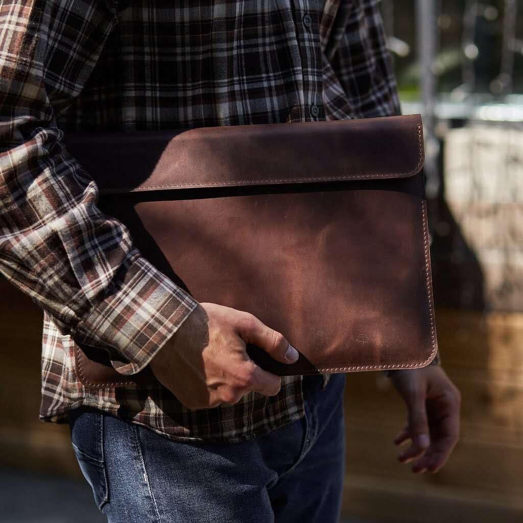 Leather Laptop Case Made for MacBook Pro M4 14 inch Sleeve - Brown PC Case Compatible with MacBook Pro 14' M1 M2 M3 M4 Max A2442 A2779 A2992 A2918 A3402 2023 2024 2025 Genuine Vintage Leather, Brown